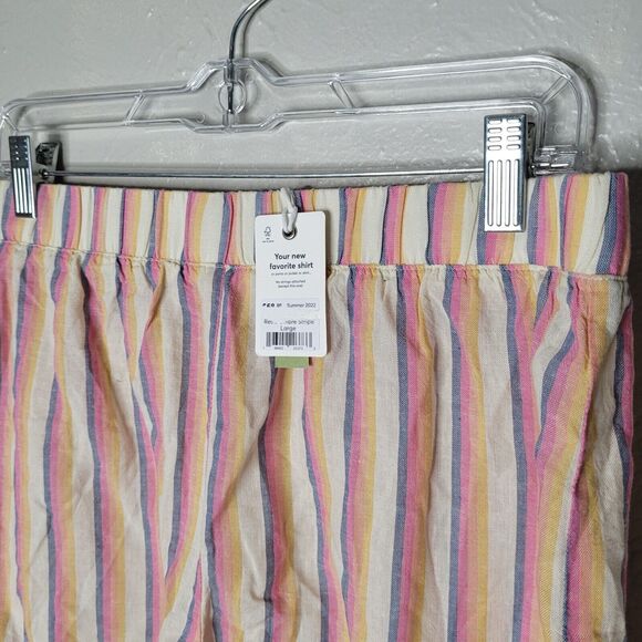 NWT Marine Layer Doze PJ Short Retro Ombré Stripe Size Lg Linen Blend Sleep - Picture 3 of 11